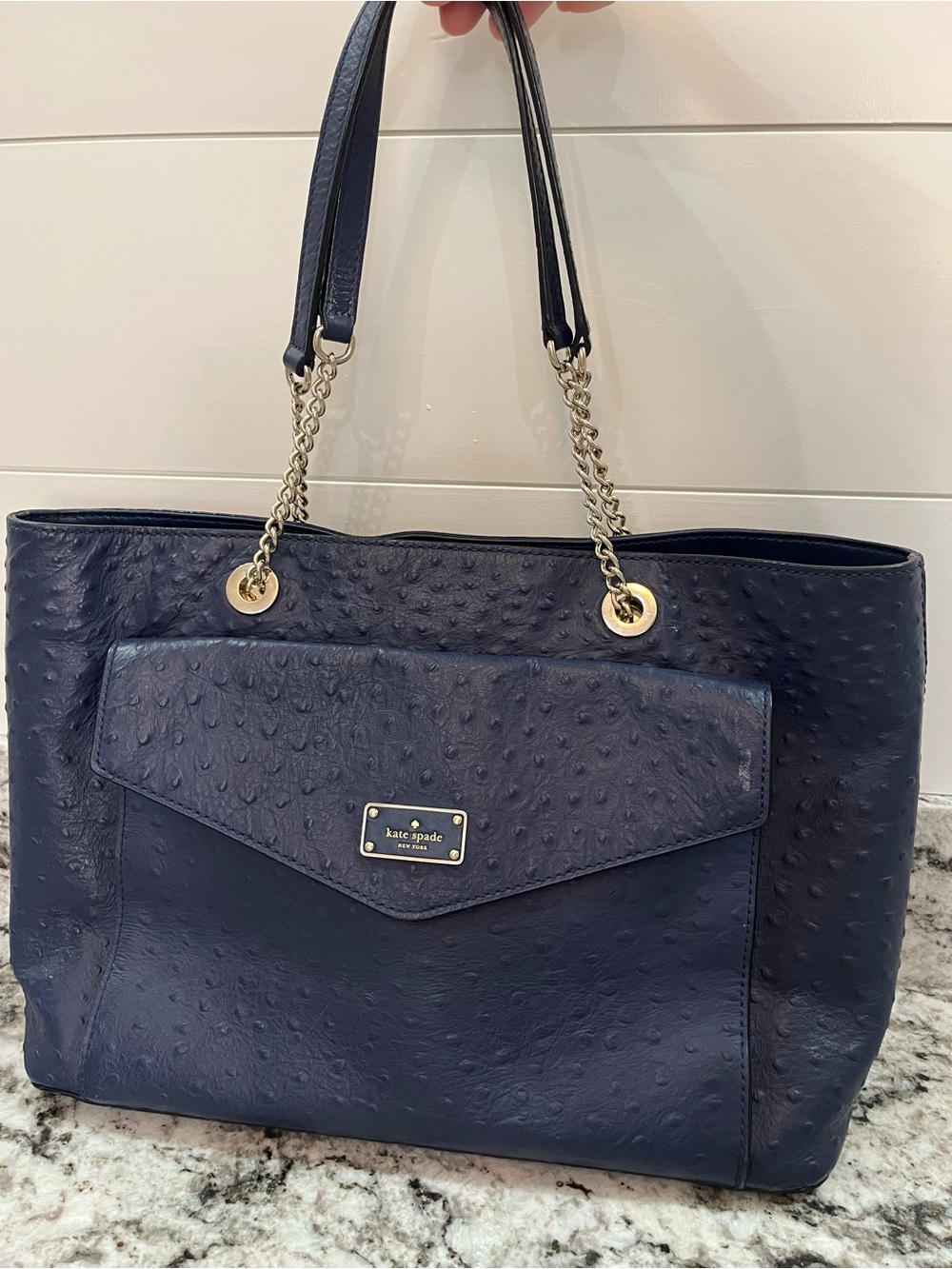Kate Spade Halsey A La Vita Ostrich Leather Tote Bag/Work or Travel Bag